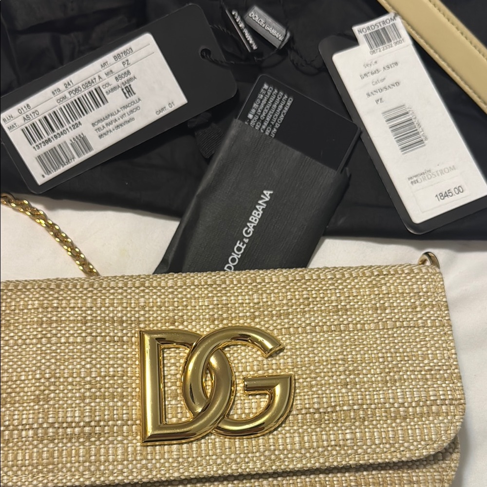 Dolce & Gabbana 3.5 Logo Flap Raffia Top-Handle Bag. - Picture 2 of 7